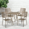 thumbnail image 2 of Flash Furniture Commercial Grade 30" Round Gold Indoor-Outdoor Steel Folding Patio Table Set with 4 Square Back Chairs, 2 of 5