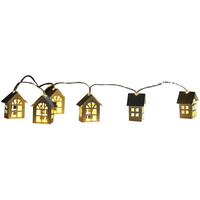 Luces navideñas, 2m 10-led Casa de madera Luces de hadas Decoración de la habitación Blanco cálido, Luz de batería (no incluida) Xemadio LKX-0440