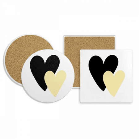 

Double Heart Quote Handwrite Coaster Cup Mug Holder Absorbent Stone Cork Base Set