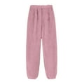 thumbnail image 3 of WTOBBY Women's Solid Color Trousers with Cuffs, Casual Pajama Pants for Sleepwear and Home Use, Comfortable Fit with Cuffed Ankles, Women's Versatile Pants for Lounge and Bedtime,Pink 2XL, 3 of 5