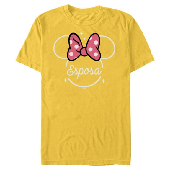 Disney Minnie Mouse Esposa Head Icon Magic Family Spanish- Short Sleeve Blended T-Shirt for Adults - Customized-Yellow