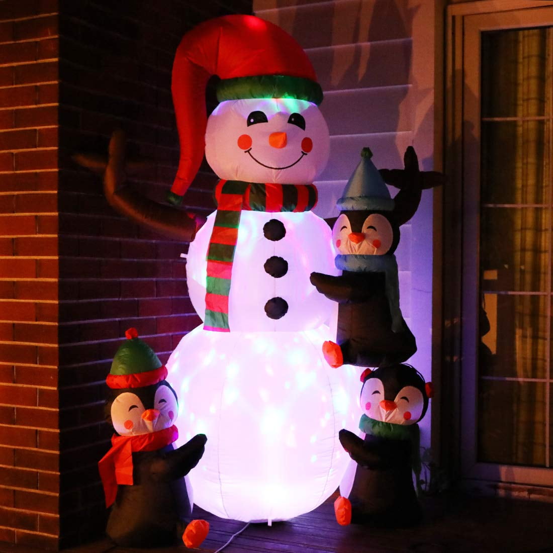 VIVOHOME 6ft Height Christmas Inflatable Snowman and Penguins with 