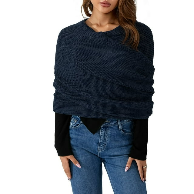 Womens Men Scarf Knitting Wrap Sweater Multi-Use Knitted Autumn Winter Solid Color Scarf with Sleeves