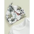 thumbnail image 6 of Suealasg 3Pcs Newborn Baby Boy Fall Clothes Tropical Print Long Sleeve Rompers and Elastic Pants Beanie Hat Set 3 6 12 18 Months Infant Boys Coming Home Outfit, 6 of 7