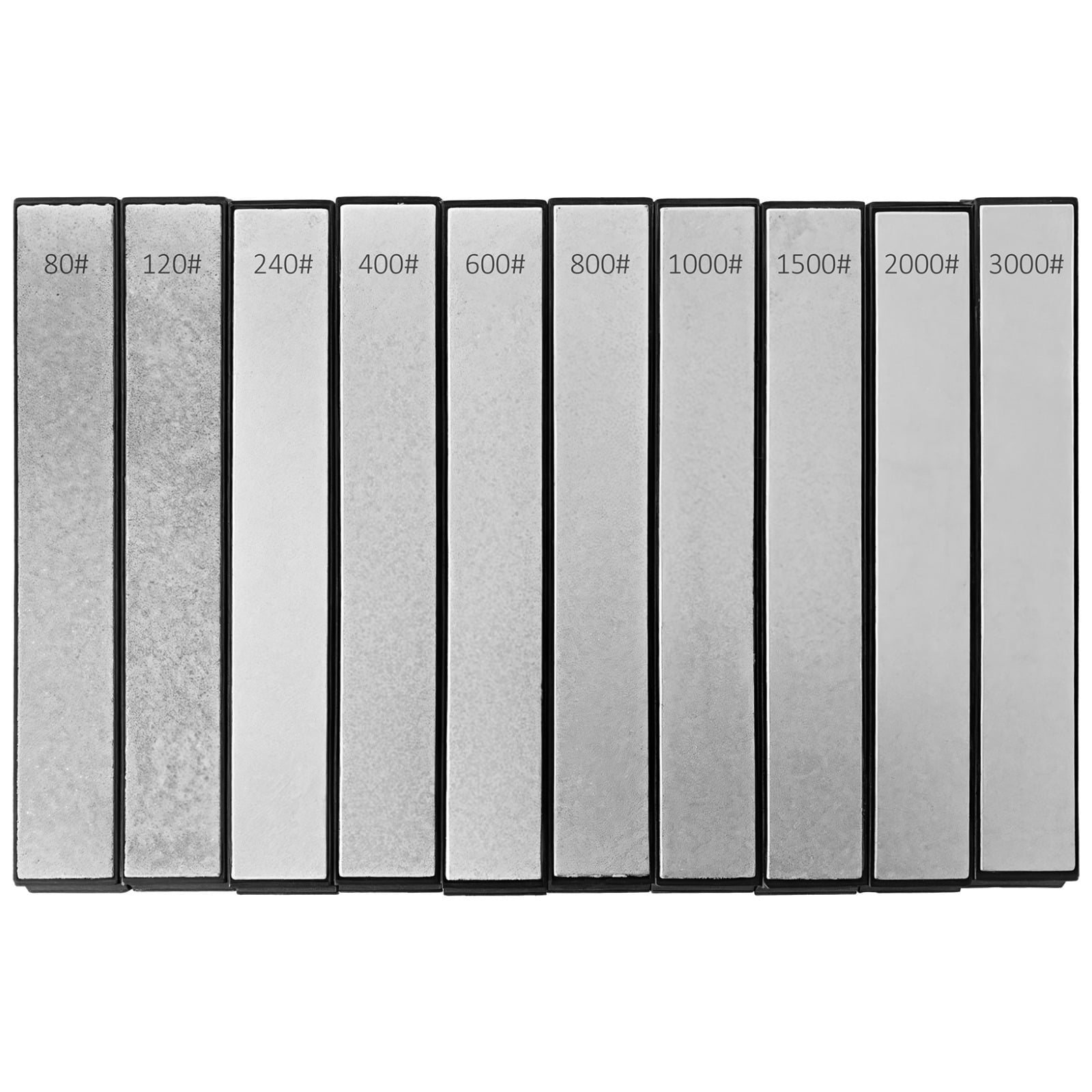 10 Pcs Diamond Sharpening Plate Set - 80/120/240/400/600/800/1000/1500/2000/3000 Grit Sharpening Stones,Knife Sharpeners with a Plastic Base - No Oil or Water Needed