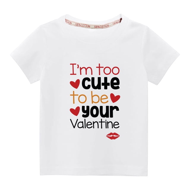 Penkiiy Haut à Manches Courtes Imprimé Cœur pour Enfants Garçons Filles, Col Rond, Couleur Unie, 3-4 Ans, Blanc