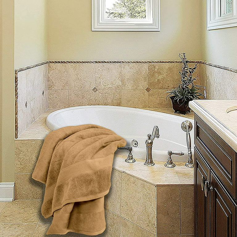 8-Piece Bath Towel Set, 100% Cotton & 600 GSM Bathroom Towels, 2 Bath Towels,  2 Hand Towels & 4 Wash Cloths, High Quality Plush Spa Towels by DSARD -  Beige 
