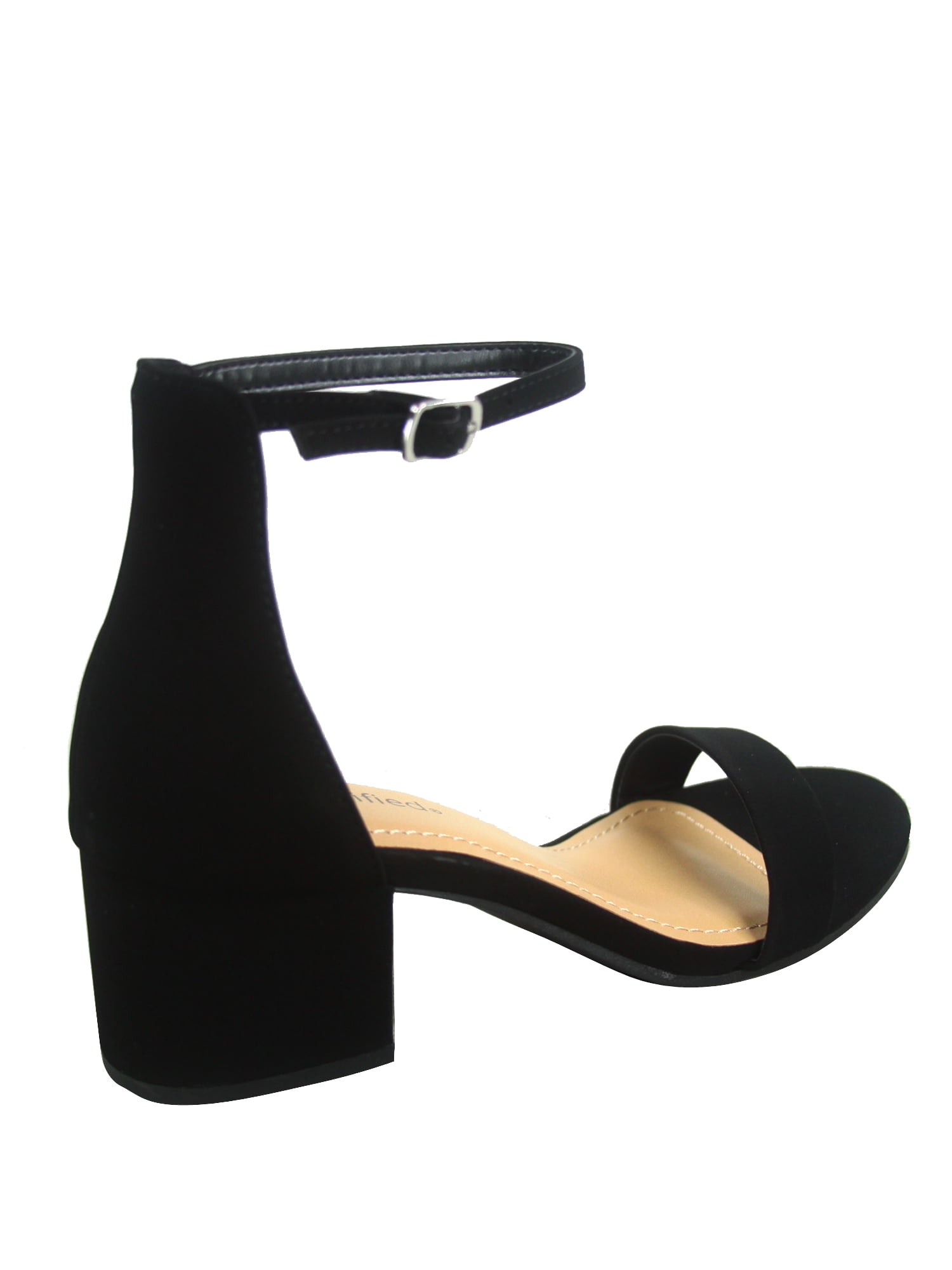 Women's Weekend Low Chunky Block Heel Open Toe Ankle Strap Dress Sandal Shoes ( Black, 7 )