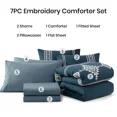 thumbnail image 3 of Amberspace Embroidery 7-piece Bed in a Bag Comforter Set with Sheets,Navy,King, 3 of 8