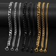 thumbnail image 6 of Women's Men's Bracelet Stainless Steel Cuban Link Chain Bracelets Gold Color Silver Color Fashion Wholesale Jewelry KBB10 GC, 6 of 6