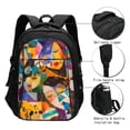 thumbnail image 3 of Balery Abstract Musical Faces Mochila con carga USB para hombre y mujer - Mochila impermeable y antirrobo para portátil con puerto USB para viajes, trabajo, estudios y universidad, 3 of 7
