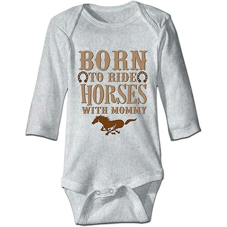 

Born to Ride Horses with Mommy Baby Bodysuit Short/Long Sleeve Jumpsuit Rompers