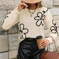 thumbnail image 6 of Women'S Casual Long Sleeve Round Neck Top Drop Shoulder Pattern Cable Knit Pullover Sweater Apricot S, 6 of 7