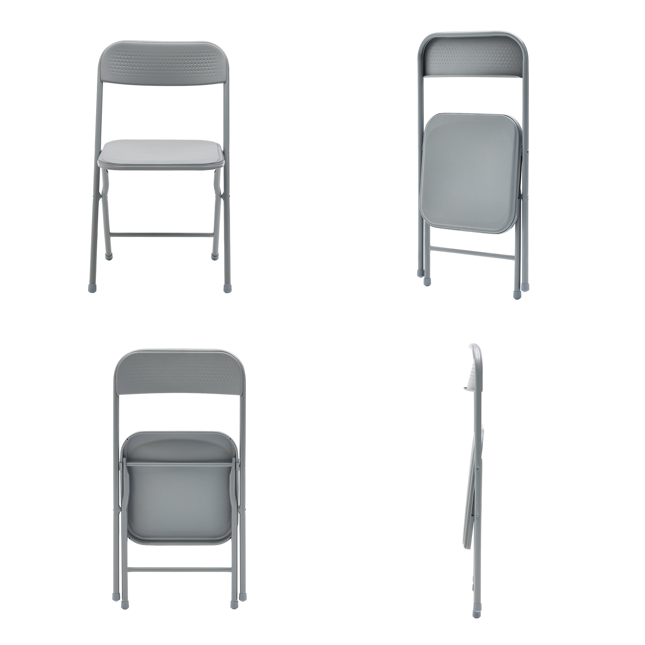 (3 pack) Mainstays 5-Piece 34 in Square Centerfold Folding Card Table and 4 Folding Chairs Set, Gray