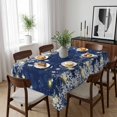 thumbnail image 6 of Navy Blue Snowflake Christmas Table Cloth Waterproof Tablecloths, Xmas Winter Snowflake Modern Art Tablecloth Dining Table Cover for Kitchen Party Tabletop Outdoor, Rectangle Tablecloth 60x102 Inch, 6 of 9