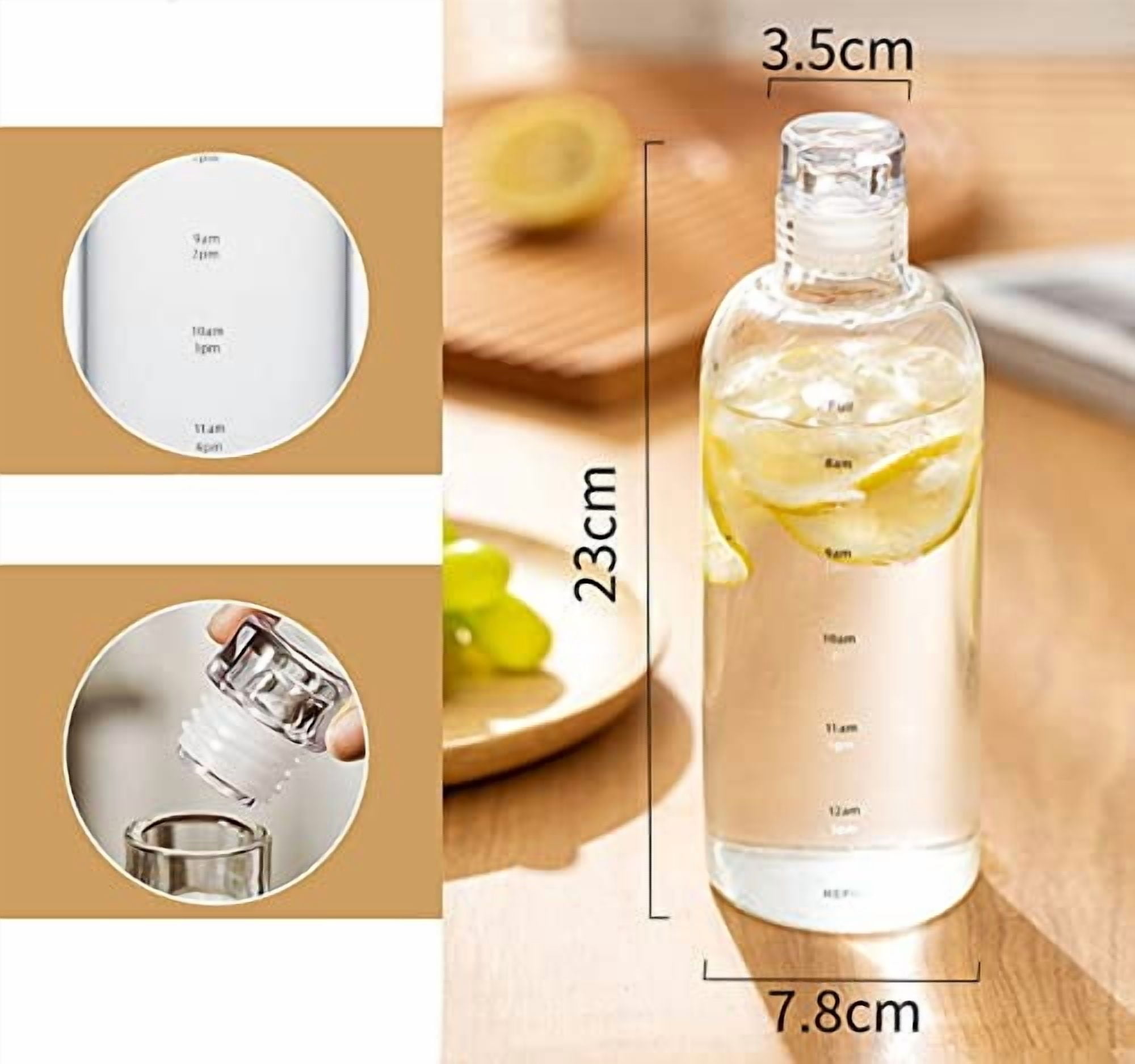 Time Scale Clear Glass Water Bottle Juice Cup