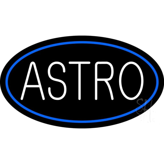 White Astro Blue Border LED Neon Sign 13 x 24 - inches Black Square Cut Acrylic Backing, with Dimmer - Bright and Premium built indoor LED Neon Sign for Storefront.