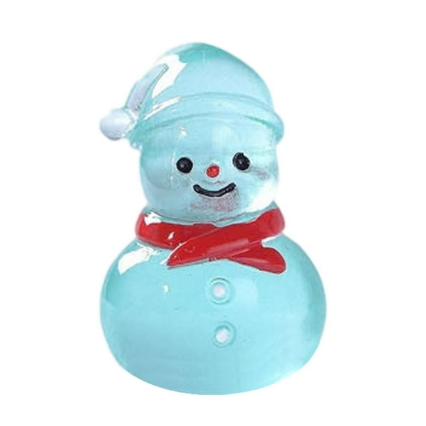 Adorno Navideño de Muñeco de Nieve de Resina Brillante para Escritorio | Bonita Figura con Sombrero y Bufanda Roja | Adorno Navideño Que Brilla En La Oscuridad | Decoración Duradera para Mesas Pequeñ