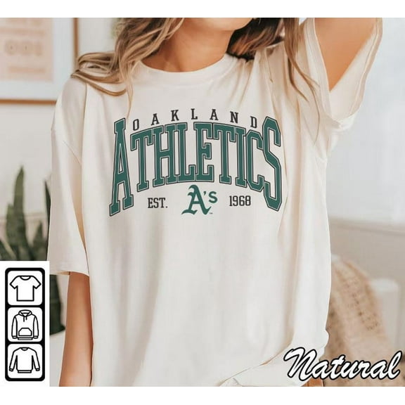 Oakland Vintage Baseball T-Shirt | Style Oakland Baseball Shirt | Game Day, Natural Color, Size S