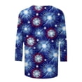 thumbnail image 4 of Women's Long Sleeve T-shirt Women 3/4 Sleeve Spring And Patriotic Top Women Neck Festival Blouses Clothes,Blue Women's Long sleeve T-shirt XL, 4 of 5