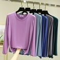 thumbnail image 7 of Long Sleeve Shirts for Women, Lettuce Trim Base Layer Tops for Women Lounge Crewneck Shirts Cute Fashion Long Sleeve Casual Undershirts, 7 of 7