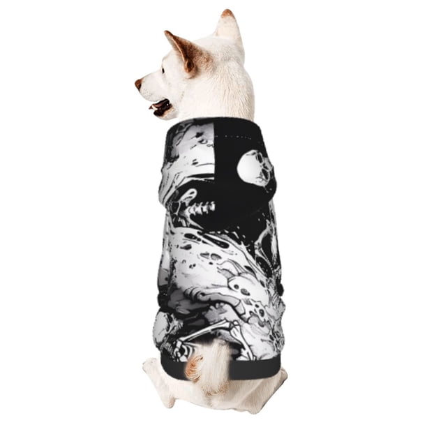 Balery Skeleton Wave Artwork Sudadera con Capucha para Perros Pequeños – Ropa para Mascotas, Disfraz para Perros y Gatos, Ideal para Fiestas y Cosplay-X-Large