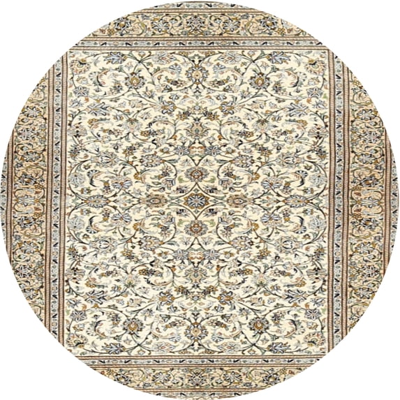 Ahgly Company Indoor Round Traditional Dark Almond Brown Persian Area Rugs, 4' Round