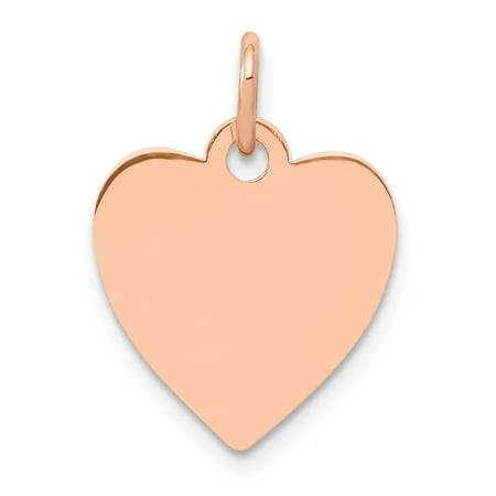 Gold Heart Disc Charm - 14k Rose Gold Heart Disc Pendant Charm Necklace Love