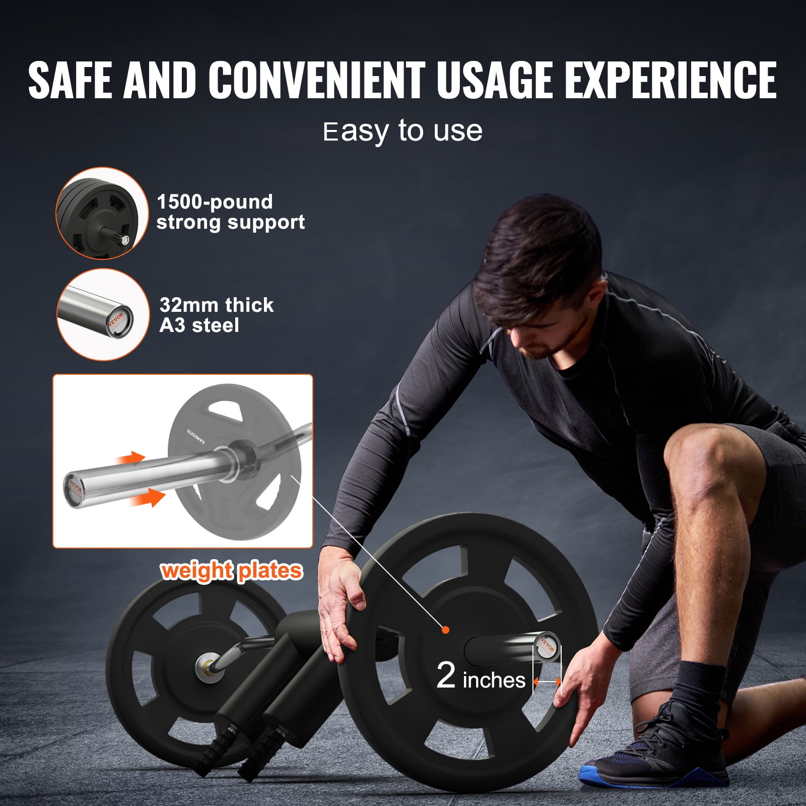 KFFKFF Safety Squat Bar Fitness Squat Bar Attachment Weight Lifting