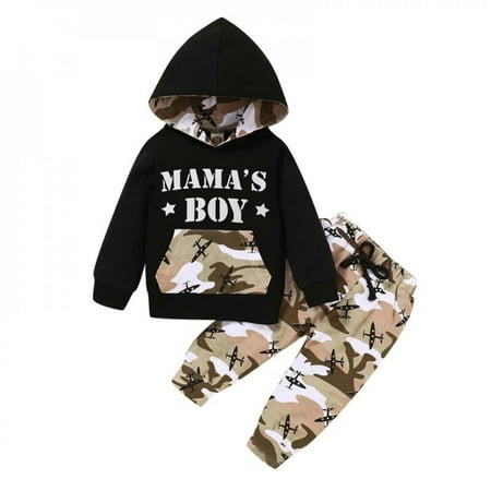 

Clearance Two-piece Suit Autumn Baby Boy and girl Cotton Suit Letter Printing soft Long-sleeved Shirt Camouflage Trousers for 0-36M baby