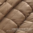 thumbnail image 4 of EVERGRACE Pearl Velvet Quilt King Size Bedding Sets, Luxurious Soft Velvet Comforter Set, Lightweight Box Stitching Oversized Bedspread Coverlet for All Season, with 2 Shams, Camel, 4 of 8