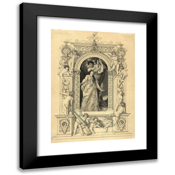 Gustav Klimt 11x14 Black Modern Framed Museum Art Print Titled - Oper