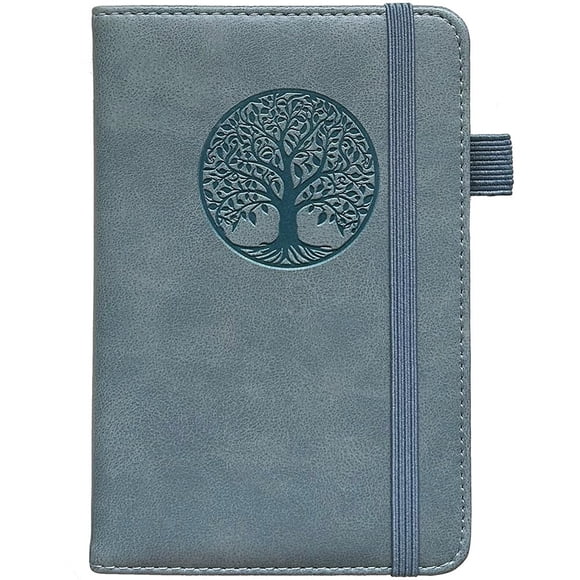 Notebook BIYUNRO - Diario pequeño de piel con bolsillo, tamaño pequeño, color azul