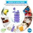 thumbnail image 6 of ONTA Collapsible Water Bottle - BPA Free Silicone Foldable Water Bottle for Travel Gym Camping Hiking, Portable Leak Proof Sports Water Bottle with Carabiner(Purple), 6 of 8