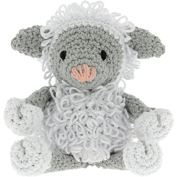 Hoooked Lamb Lewy Yarn Kit W/Eco Brabante Yarn-White & Gray