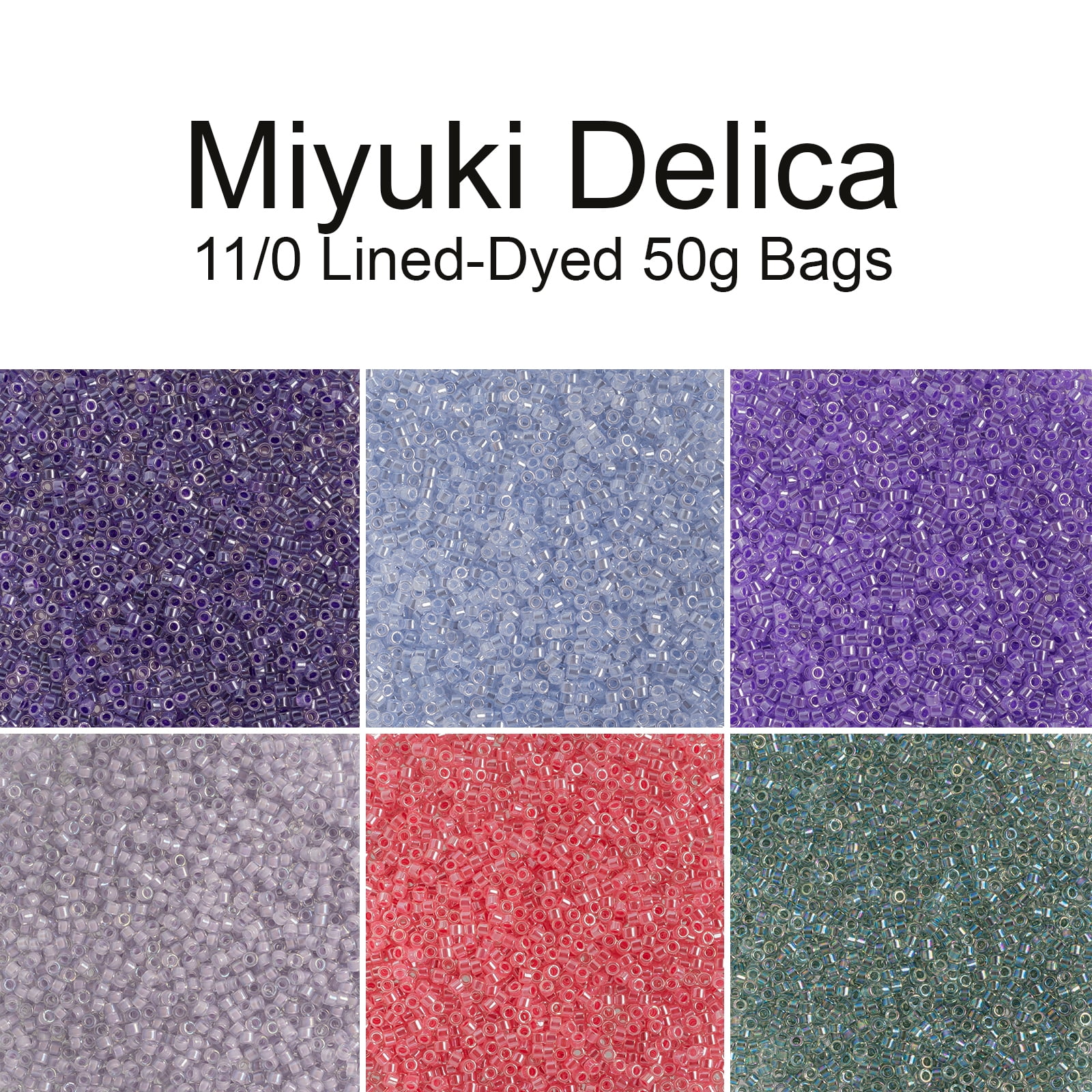 Miyuki Delica 11/0 - Crystal Violet Ceylon Lined-Dyed DB0250 - 50gms Bag of Japanese Glass Beads