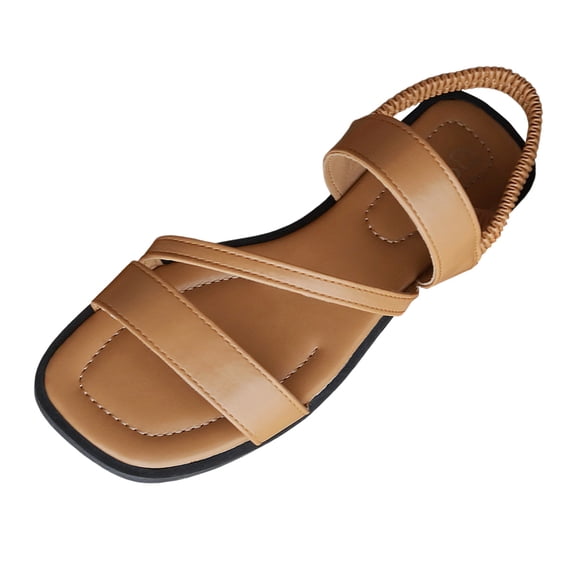 YLYL Women Flats Sandals Elastic Ankle Strap Slip on Fashion Casual Summer Beach Vacation Dress Shoes