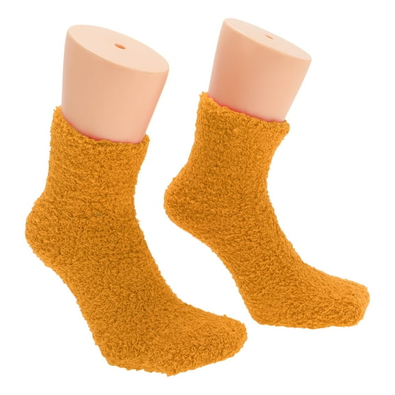 Unique Bargains 1 Pair Women's Comfortable Sleep Cozy Socks Orange 93% Polyester 7% Spandex