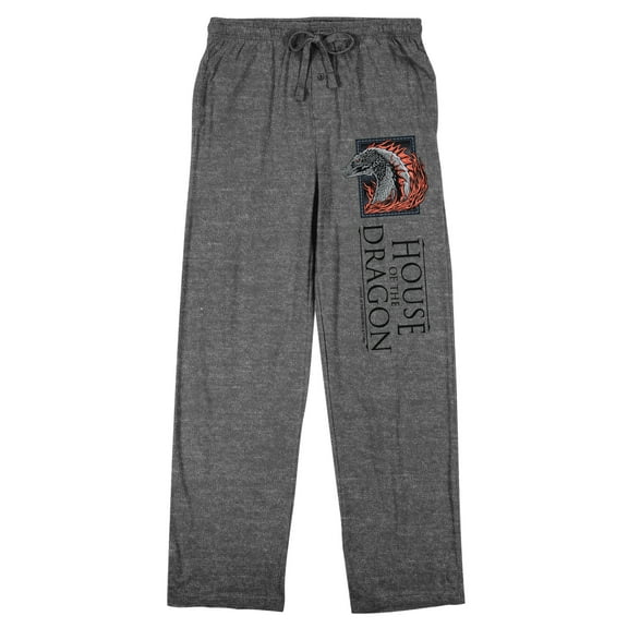 House Of The Dragon Dragon Logo Men's Gray Heather Sleep Pajama Pants-Medium