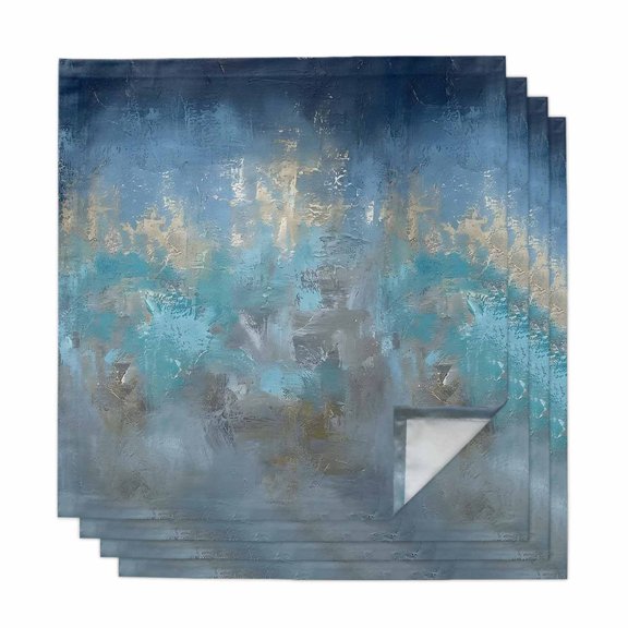 Cloth Napkins Set of 4 - 20x20 Inches, Blue Turquoise Grey Washable Reusable Table Napkins, Vintage Ombre Abstract Aesthetic Art Soft & Absortbent Dining Napkin for Party Wedding Hotel Restaurant