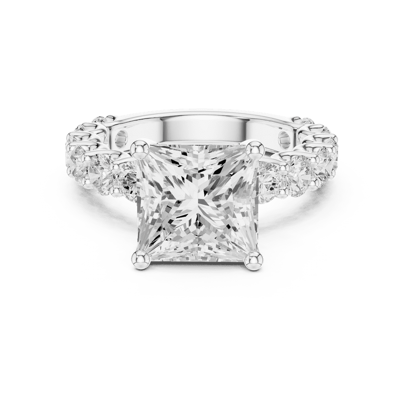 Zuwelria 3.00 Carat Beautiful Princess Shape Moissanite Diamond Engagement Ring - Bridal Ring - Promise Ring | 18K White Gold Over Sterling Silver | D/VVS1 Size 5