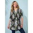 thumbnail image 2 of Roaman's Women's Plus Size Pintuck Tunic Blouse – Y-Neck & Roll-Tab Sleeves, 2 of 5