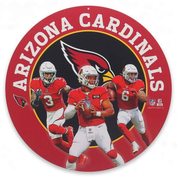 Arizona Cardinals Team Stars 11" Round Metal Sign