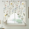 thumbnail image 2 of Spring Floral Swag Curtains for Kitchen/Bedroom/Living Room, Watercolor Summer Elegant Botanical Scalloped Curtains 63 Inch Long, Rod Pocket Window Swag Topper Curtains Valances 2 Panels Set 36"x63", 2 of 8