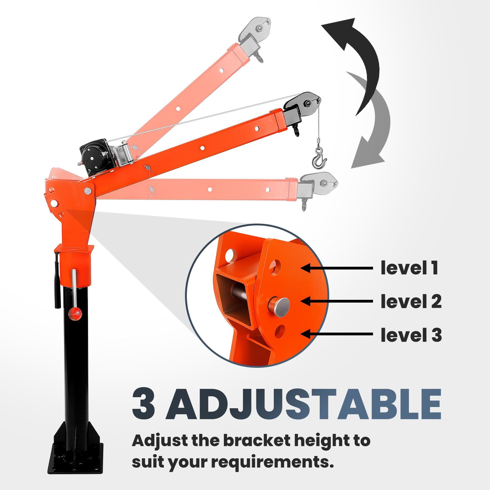 1100Lbs Load Truck Mounted Crane, Pickup Truck Crane, Heavy-Duty Lift Crane with Extendable Arm for Warehouse Lifting, Pickup Truck Loading