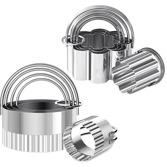 USIONE  Biscuit Cutter Set,  10-Piece Stainless Steel  Wave Fluted Edge with Handle, Professional Baking Dough Tools, Gift Package