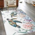 thumbnail image 3 of Summer Sea Turtles Area Rug 3x5 Washable Rug Non Slip Coastal Watercolor Ocean Corals Large Area Rug Indoor Floor Carpet for Entryway Bedroom Kitchen Living Room Home Office Dining Room Nursery, 3 of 8