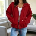 thumbnail image 2 of HappyYEE Full Zip Hoodies for Women, Open Front Drawstring Hooded Jackets, Fall Loose Long Sleeve Daily Outer Tops with Pockets, 2 of 6