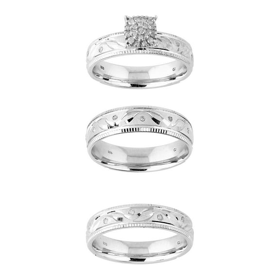 Forever Bride 0.16ct (J-K,I2-I3) Round Diamond Engagement Wedding Ring in Silver White.