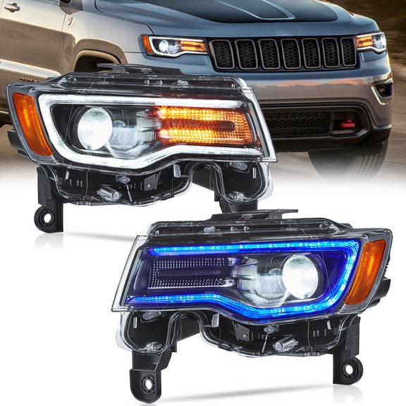 VLAND LED Headlights For 2014-2022 Jeep Grand Cherokee DRL W/Blue Dynamic Pairs